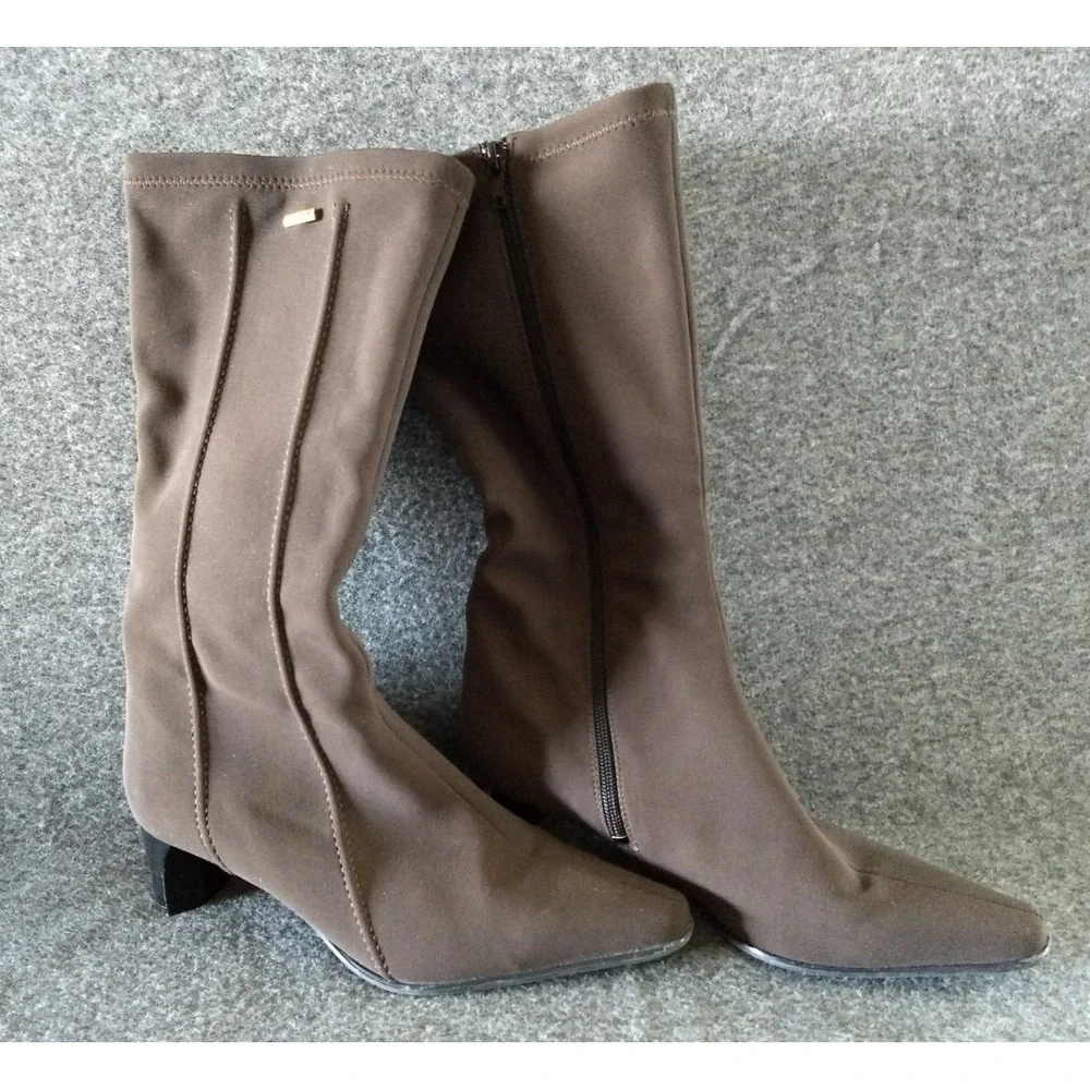 Gore-Tex Mid-Calf Boots Waterproof Women's 6.5 Chocolate Brown Square Block Heel